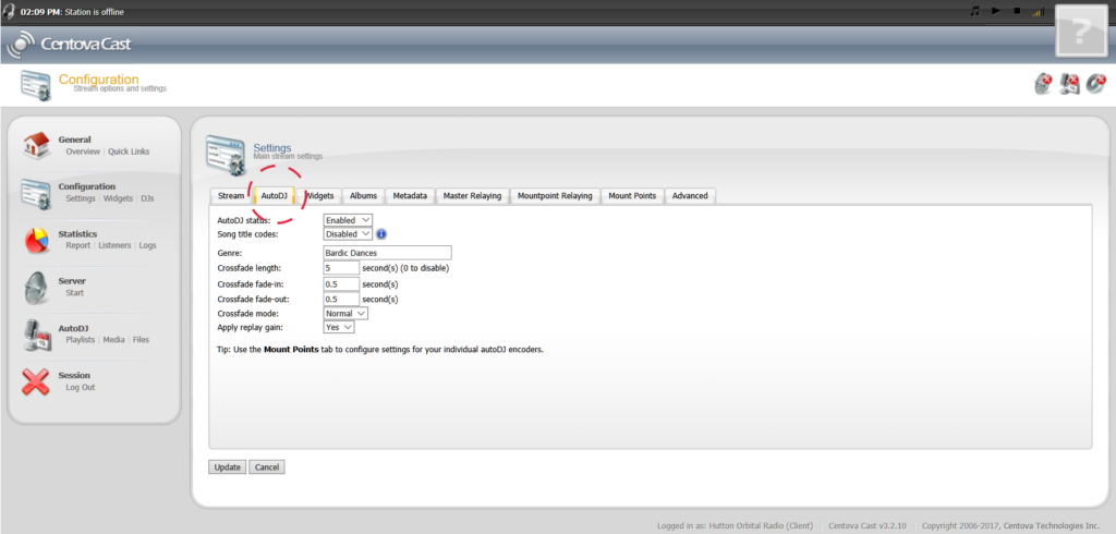 Centova AutoDJ Settings